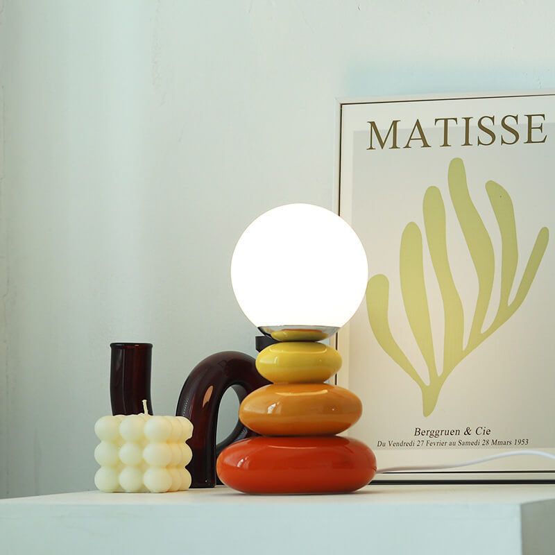 Ceramic Colorful Stacked Stones Table Lamp