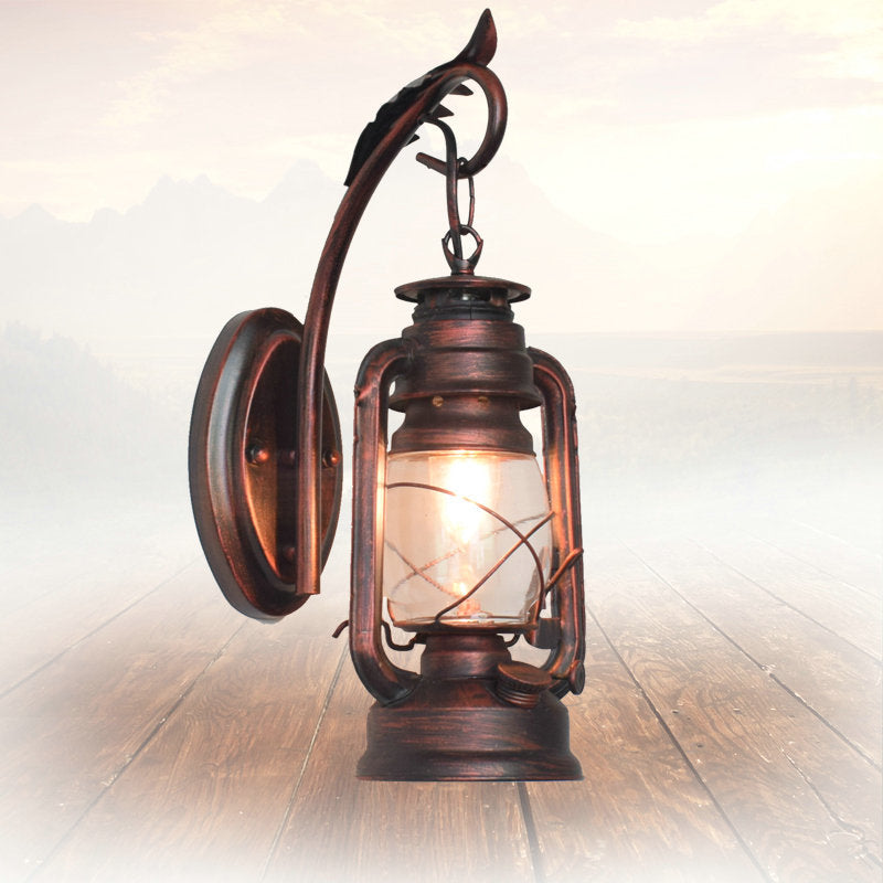 Iron Glass Cylinder Kerosene Wall Lamp