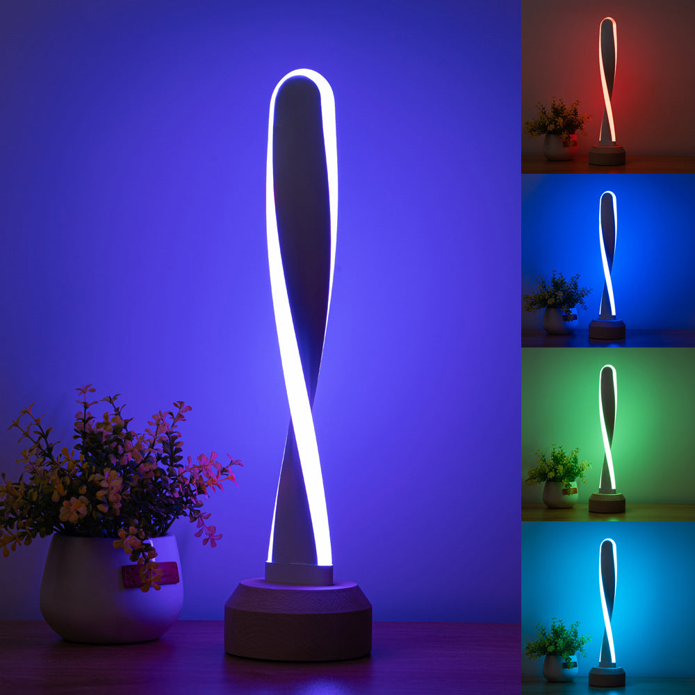 Elliptical Spiral Strip Beech Table Lamp