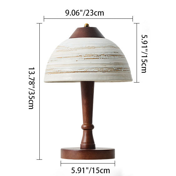 Ceramic Bowl Shape Wood Table Lamp