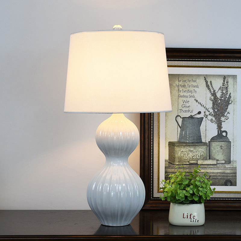 Cylindrical Gourd Shaped Fabric Table Lamp