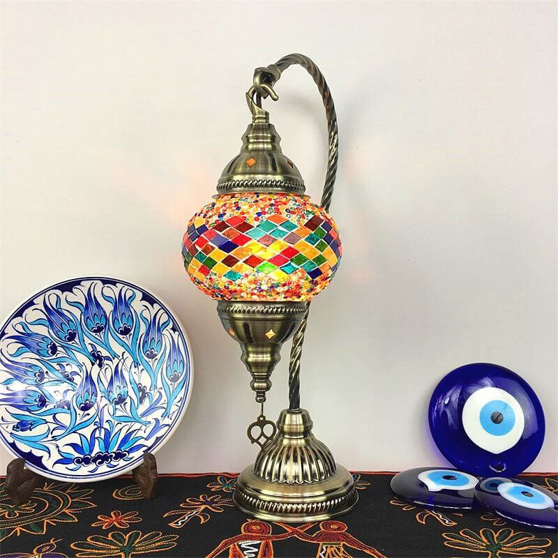 Handmade Stained Glass Metal Table Lamp