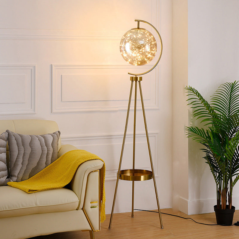 Orb Tripod Iron Glass Floor Lamp