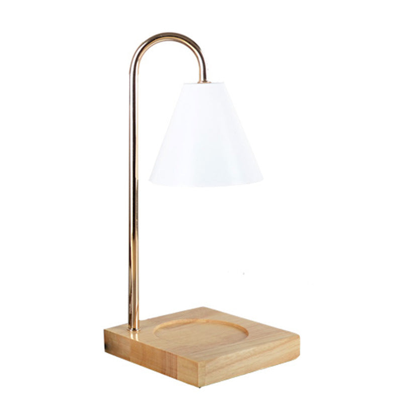 Conical Metal Wooden Melting Table Lamp