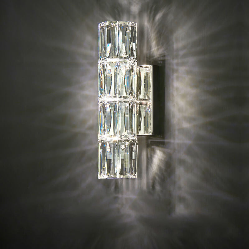 Silver Crystal Column 3/4/6 4-Light Wall Lamp