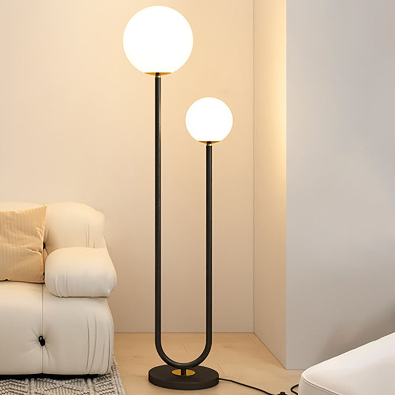 Long Round Ball Iron 2-Light Floor Lamp