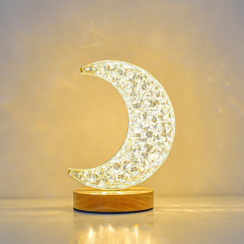 Acrylic Moon Star Wood Table Lamp