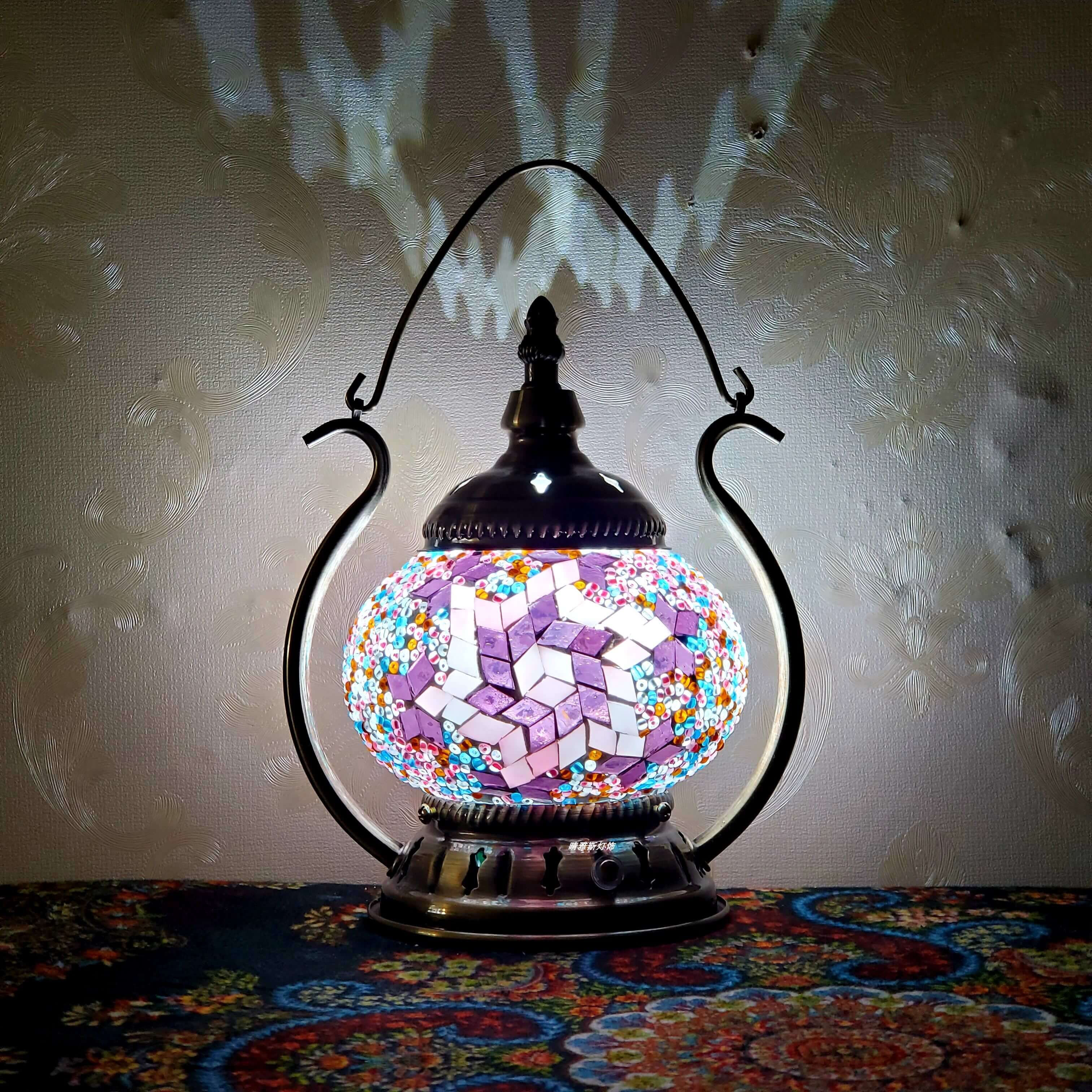 Moroccan Stained Glass Round Table Lamp