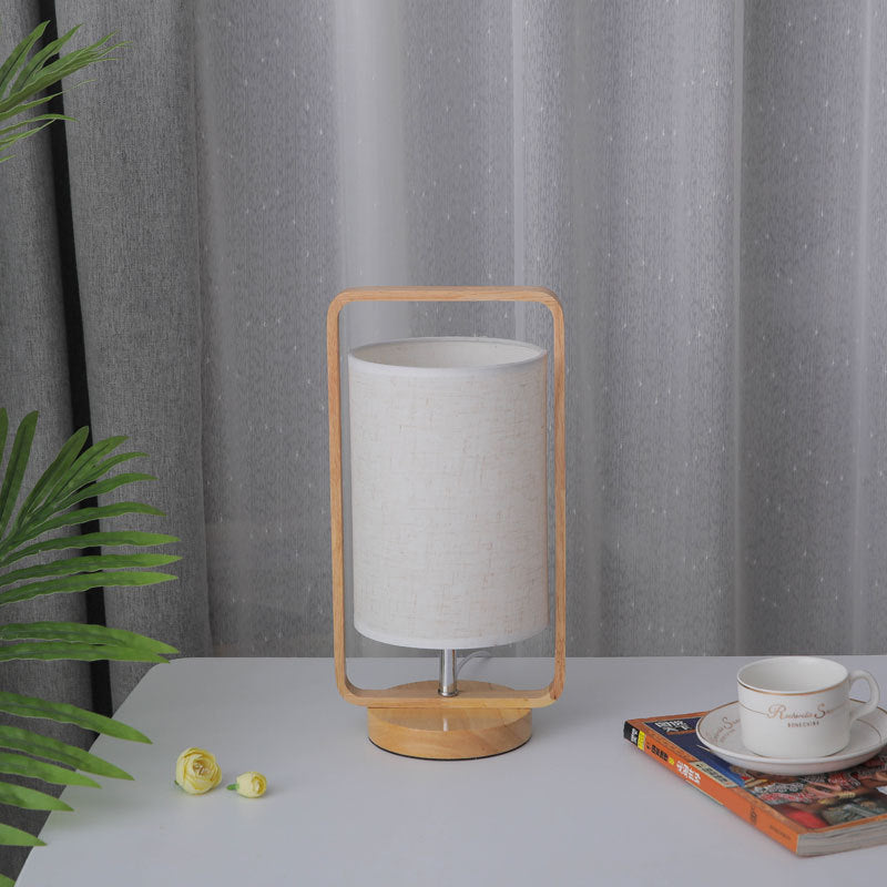 Wood Cloth Portable Night Table Lamp