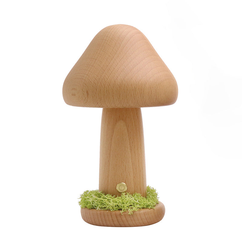 Mushroom Round Beech Wood Table Lamp