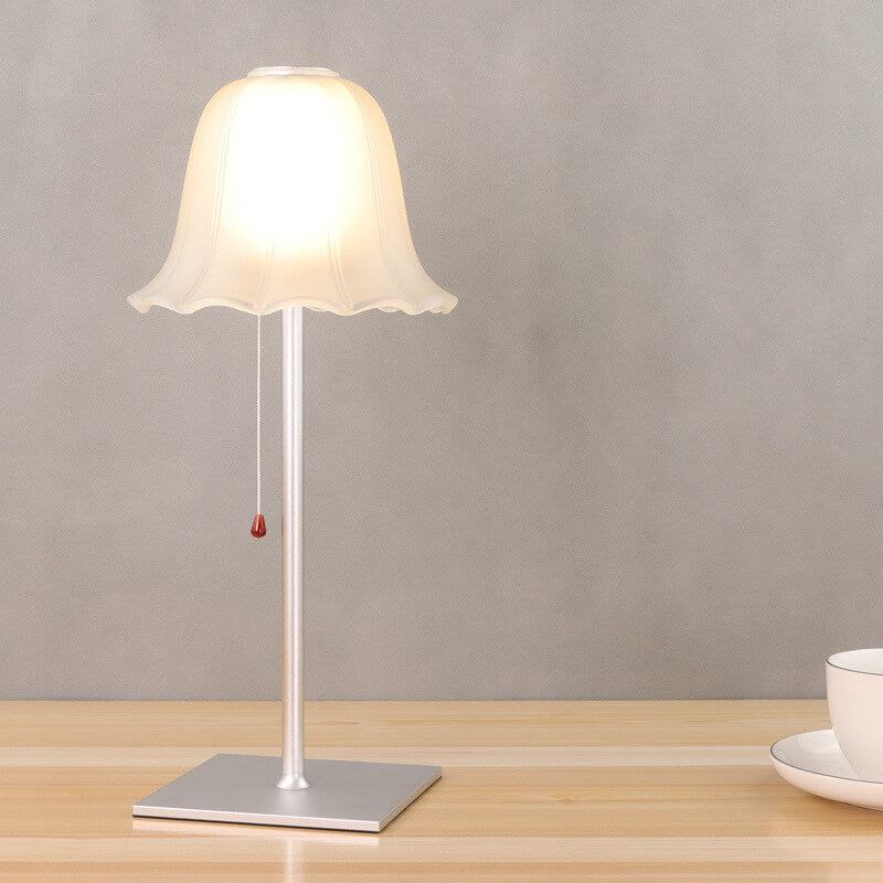 Glass Pod Pleated Pull Table Lamp