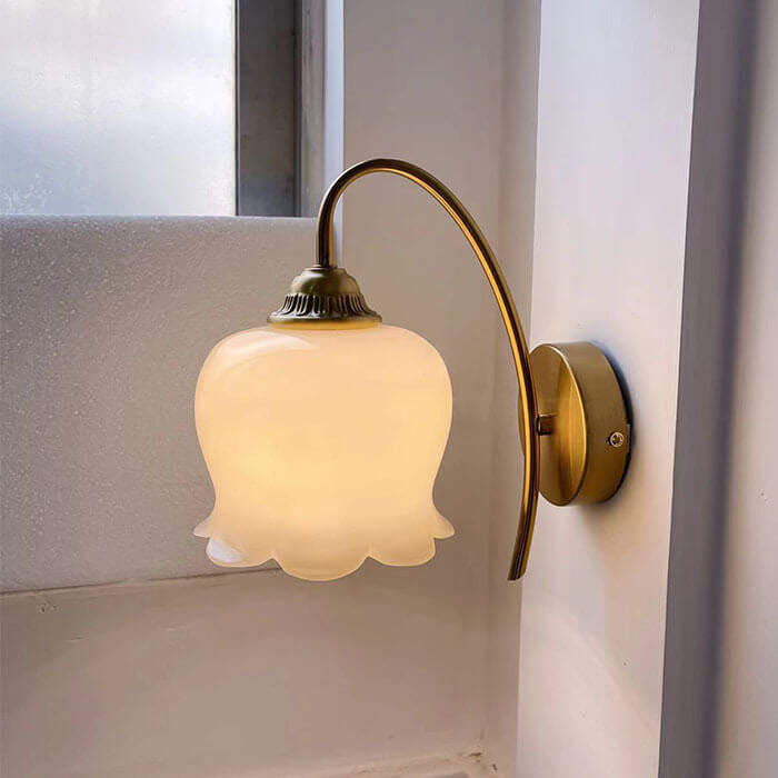 Cream Petal Resin Copper Wall Lamp
