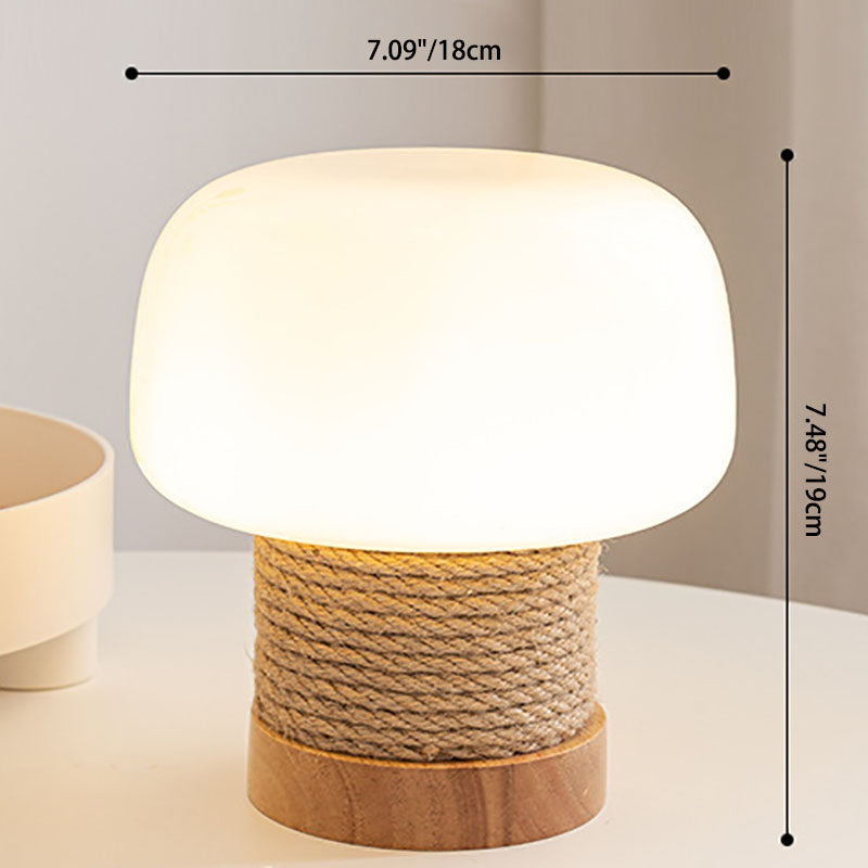 Cylinder Mushroom Shape Oak Table Lamp