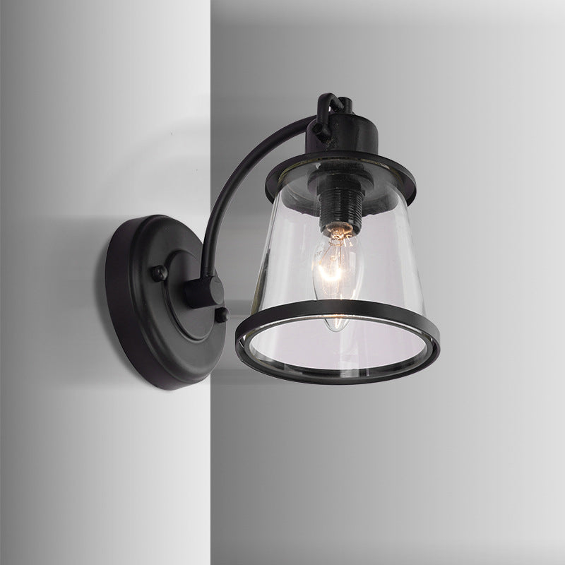 Iron Glass Round Hallway Wall Lamp