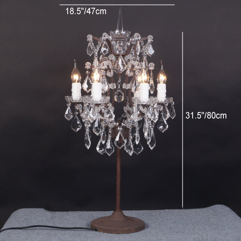 Crystal Candelabra Rust 6-Light Table Lamp