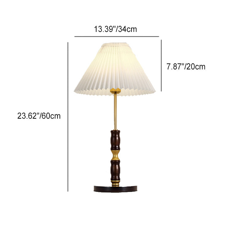 Pleated Cone Ironwood Fabric Table Lamp