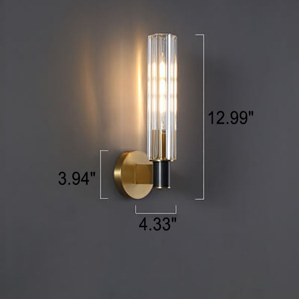 Minimal Brass Crystal Column Wall Lamp