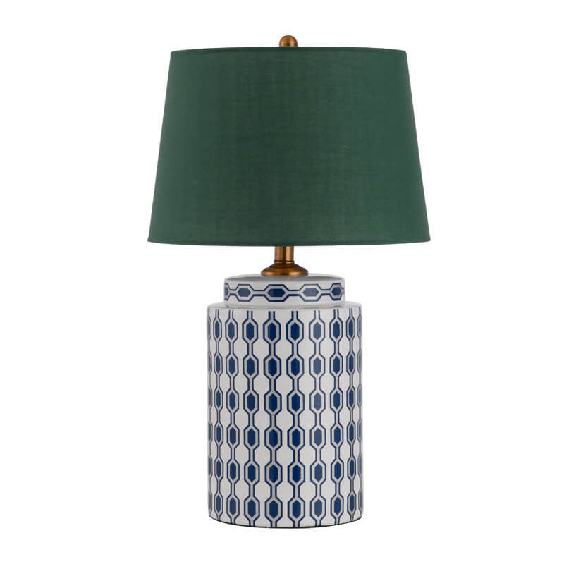 Cylindrical Ceramic Linen Hardware Table Lamp