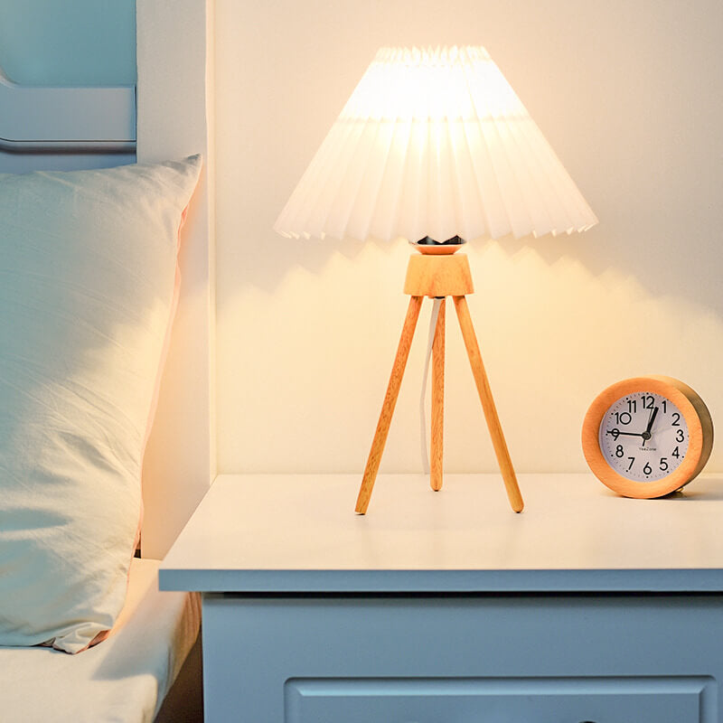 Tripod Pleated Design Umbrella Table Lamp