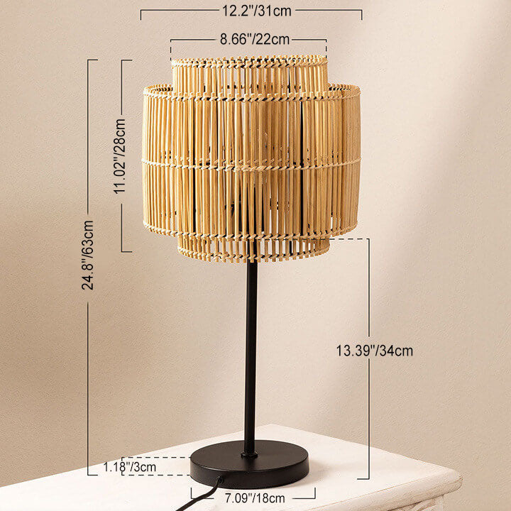 Rattan Weaving Cylinder Home Table Lamp
