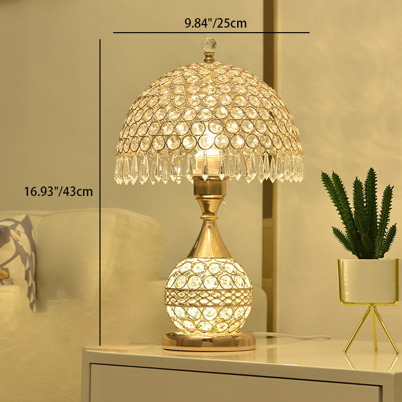 Fabric Crystal Ball Iron Table Lamp