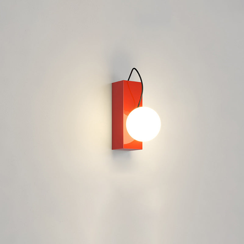 Cream Iron Cuboid Displaceable Wall Lamp