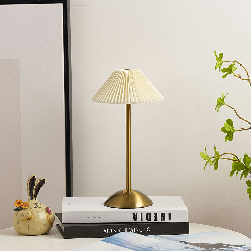 Rechargeable Iron Fabric Conic Table Lamp