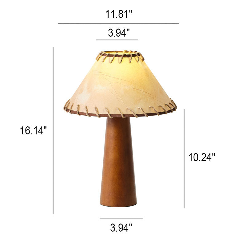 Solid Wood Parchment Cone Table Lamp