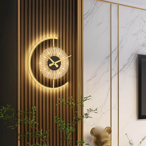 Gold Finish Frame Clock Wall Lamp