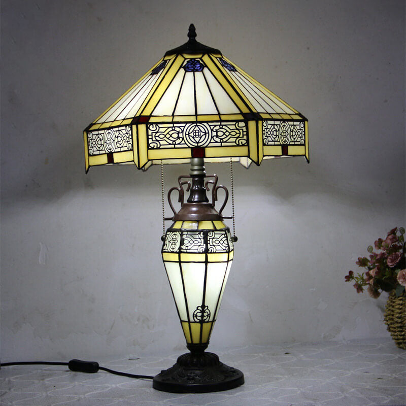 Stained Glass Hexagonal Dome 2-Light Table Lamp