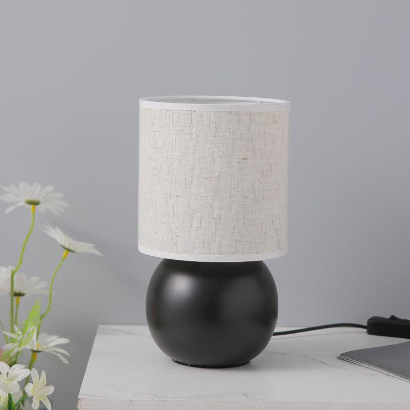 Round Orb Ceramic Fabric Table Lamp