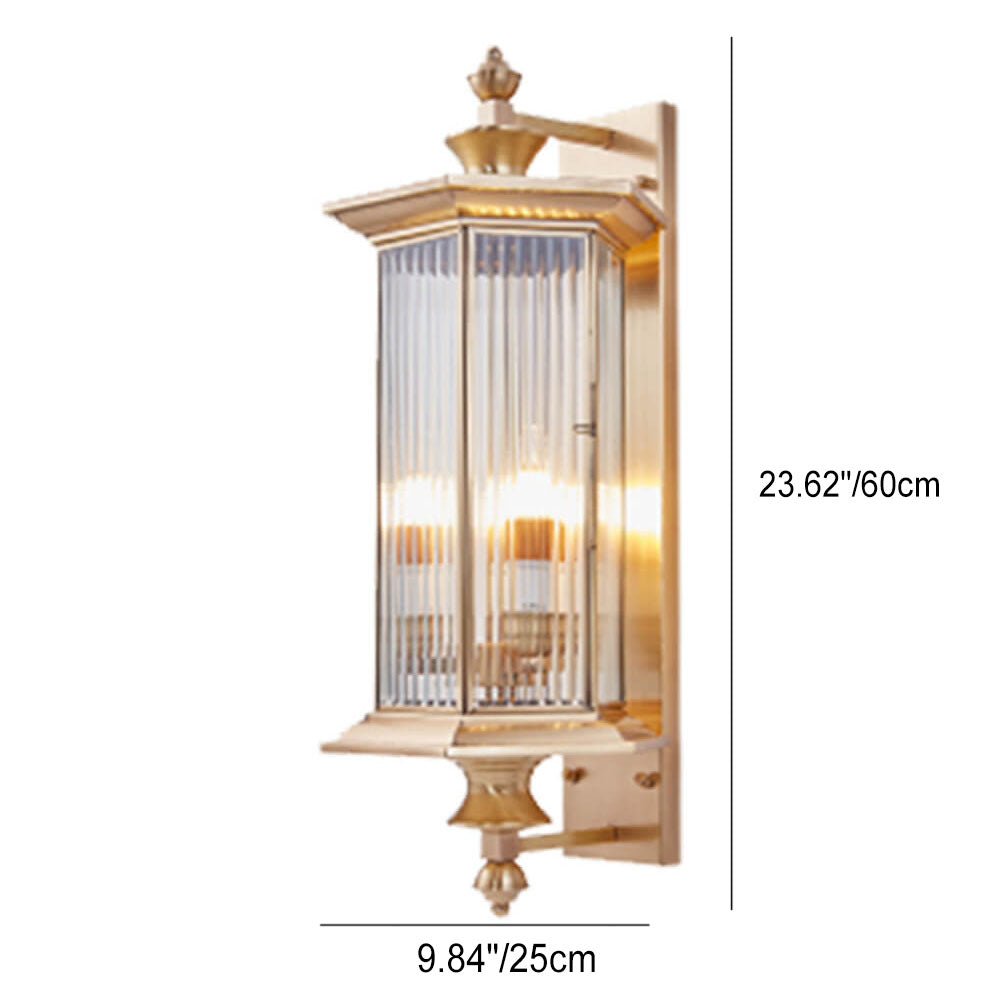 Brass Finish Frame Glass Outdoor Light