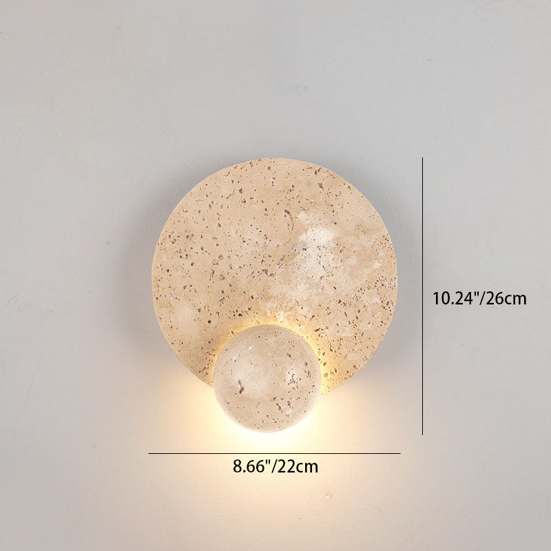 Round Yellow Travertine Bedroom Wall Lamp