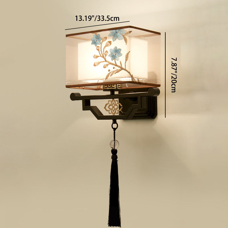 Rectangular Tasseled Iron Fabric Wall Lamp