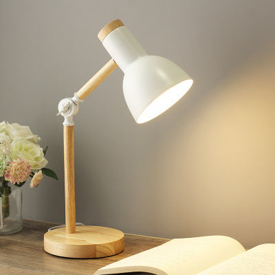Macaron Round Horn Wood Table Lamp