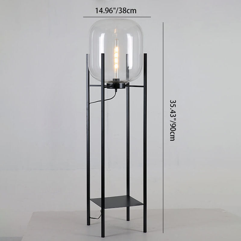 Round Glass Jar Iron Floor Lamp