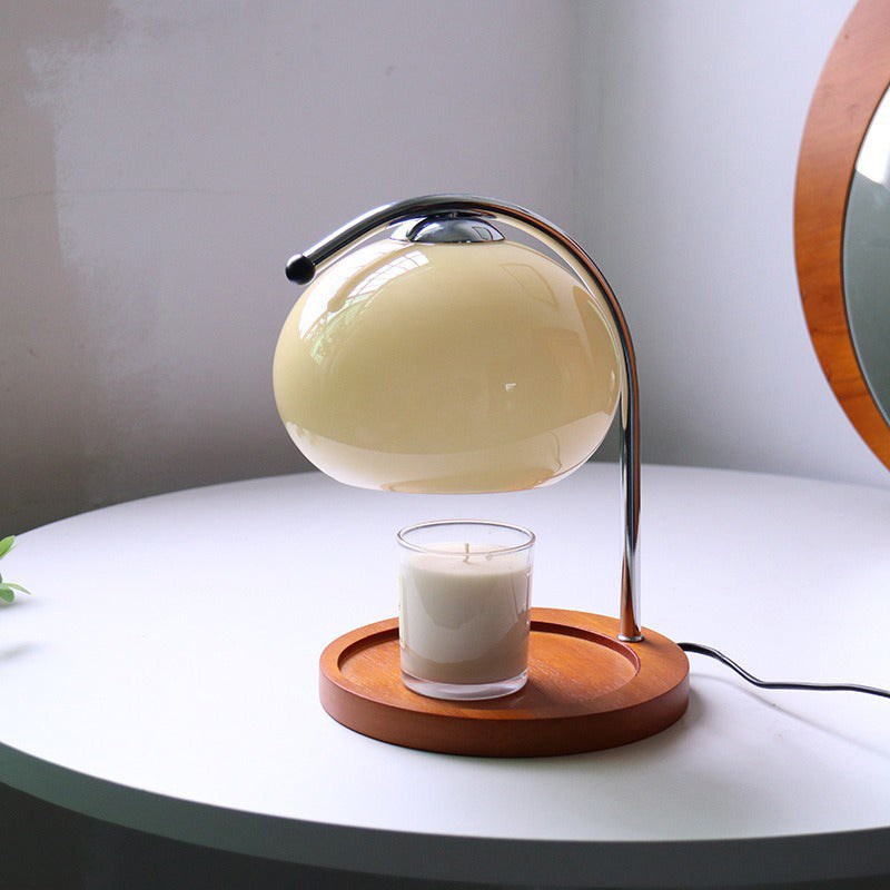 Oval Solid Wood Iron Table Lamp