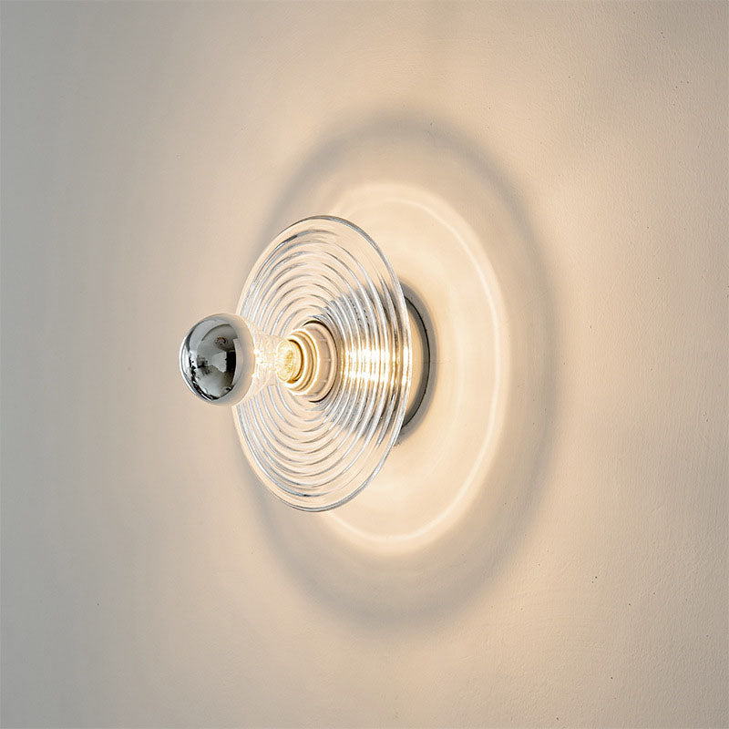Wave Pattern Round Glass Wall Lamp