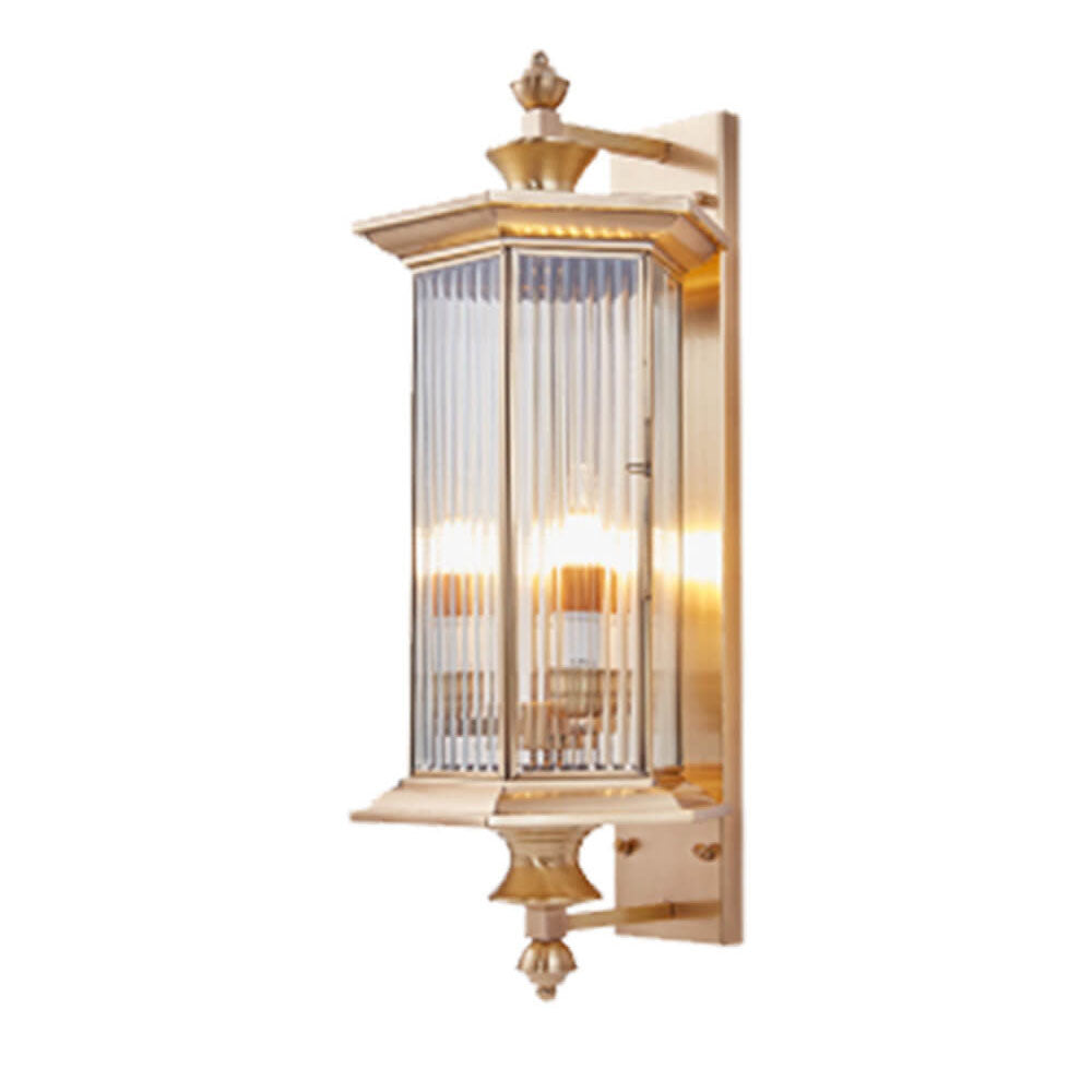 Brass Finish Frame Glass Outdoor Light