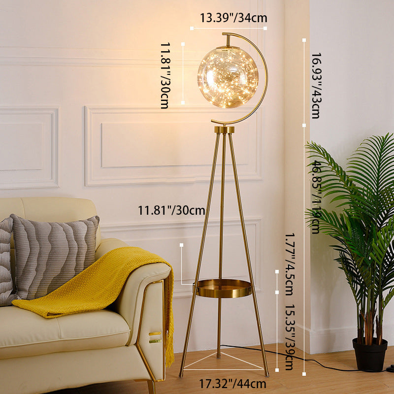 Orb Tripod Iron Glass Floor Lamp