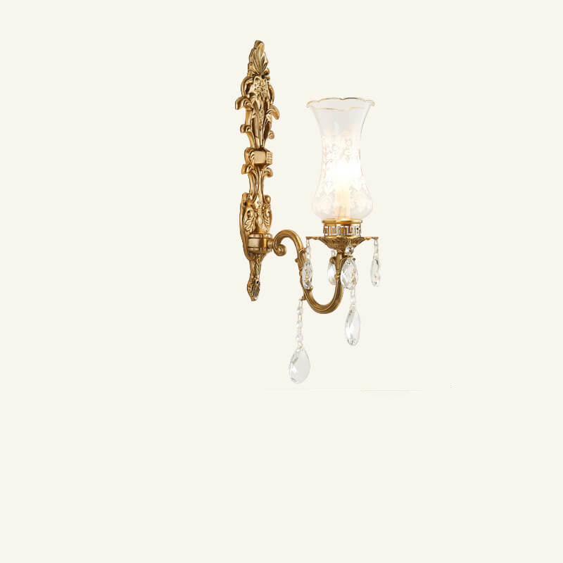 Crystal Candelabra Brass 1/2 Wall Lamp