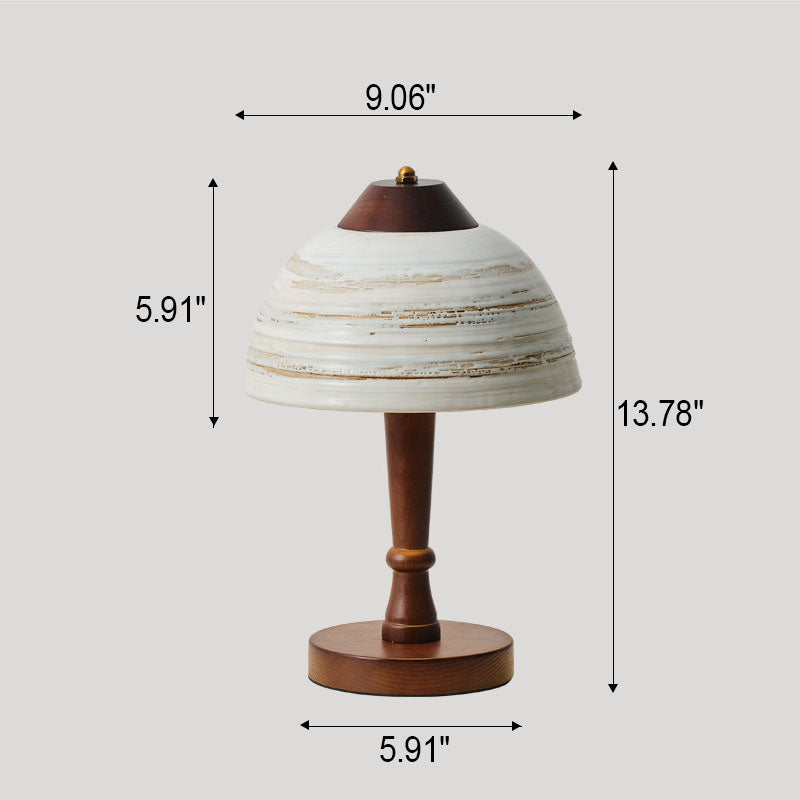 Solid Wood Ceramic Dome Table Lamp