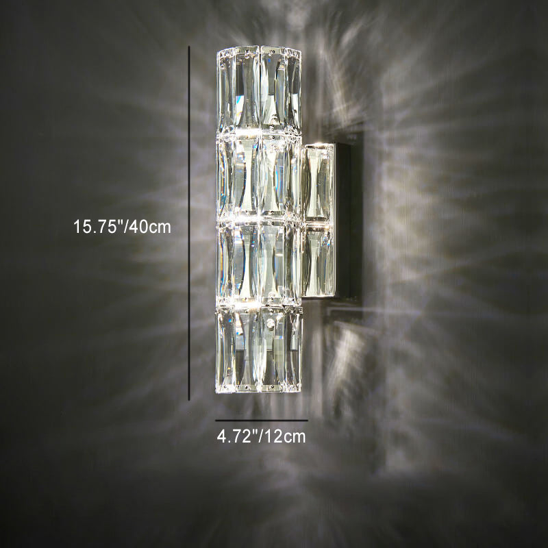 Silver Crystal Column 3/4/6 4-Light Wall Lamp