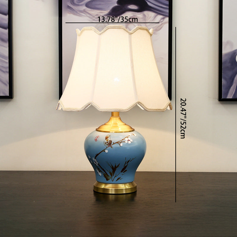 Plum Blossom Cylindrical Copper Table Lamp