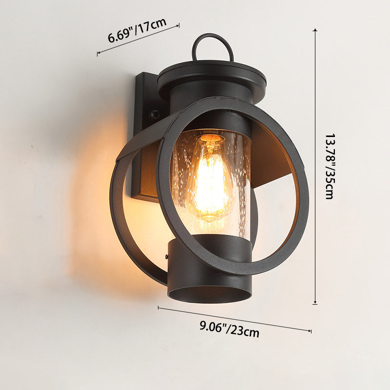 Round Cylindrical Iron Glass Outdoor Light