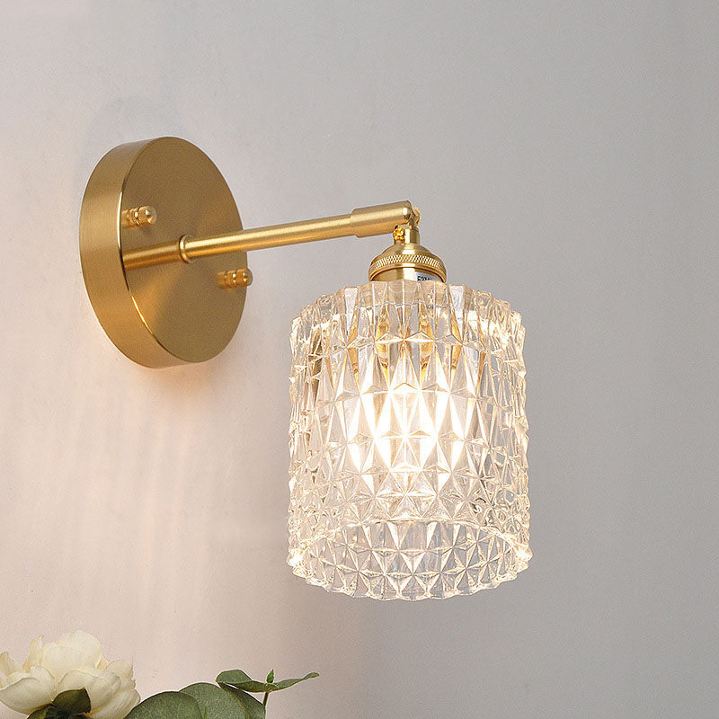 Brass Glass Cylinder Wall Lamp