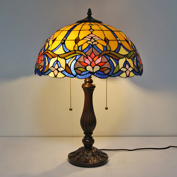 Stained Glass Peacock Sunflower 2-Light Table Lamp