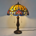 Stained Glass Peacock Sunflower 2-Light Table Lamp