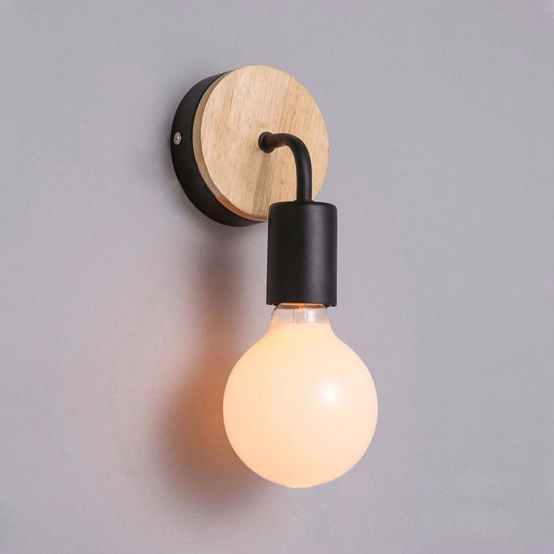 Bent Wood Iron Bedroom Wall Lamp