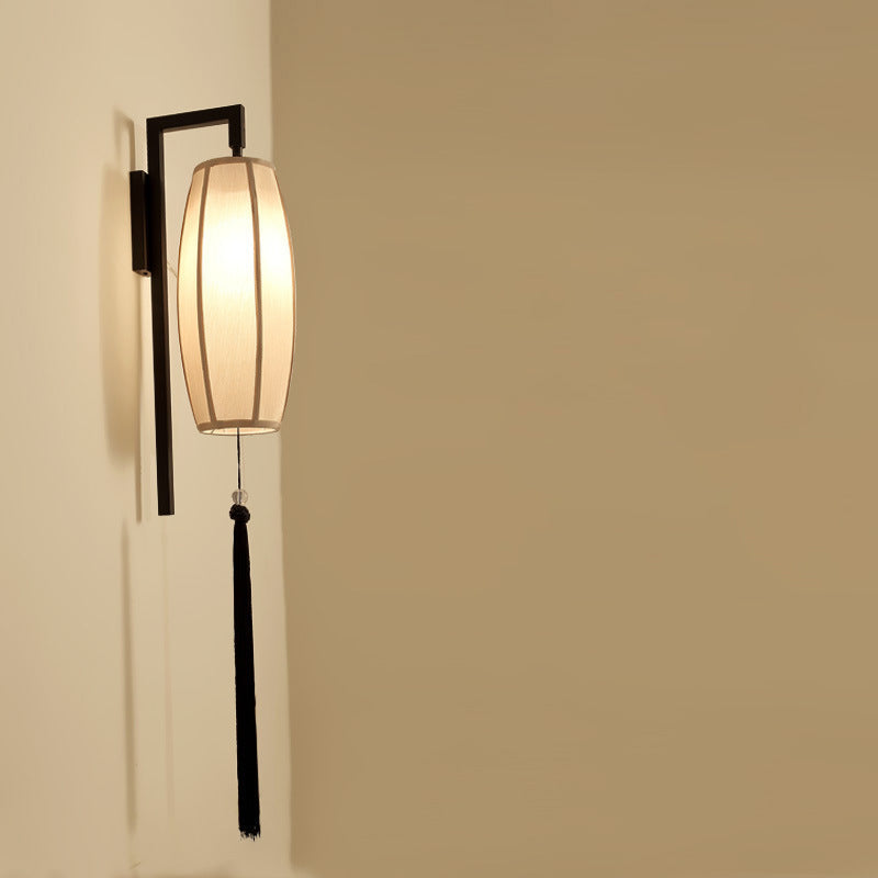 Painted Fabric Lantern Tassel Wall Lamp